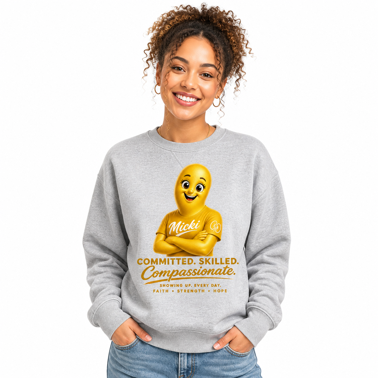 Kidney Threadz "Committed Skilled Compassionate" Crewneck | Healthcare Professional Sweatshirt